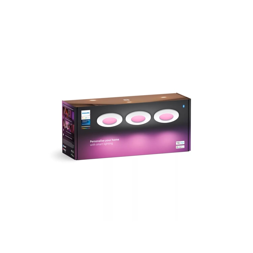 Philips - SADA 3x LED RGBW Stmievateľné kúpeľňové podhľadové svietidlo Hue SLIM LED/8,3W/230V IP44 2000-6500K