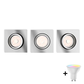 Philips - Sada 3x LED RGBW stmievateľné podhľadové svietidlo DONEGAL 1xGU10/4,8W/230V + diaľkové ovládanie