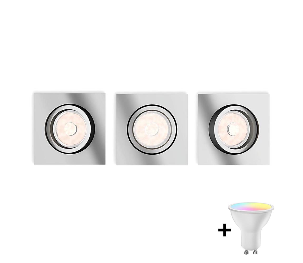 Philips -SADA 3x LED RGBW Stmievateľné podhľadové svietidlo DONEGAL 1xGU10/4,8W/230V+DO P1946+3xAI2362