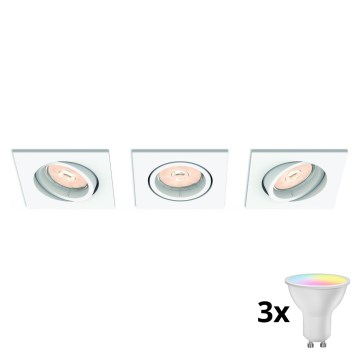 Philips - SADA 3x LED RGBW Stmievateľné zapustené svietidlo 1xGU10/4,8W/230V biela + diaľkové ovládanie