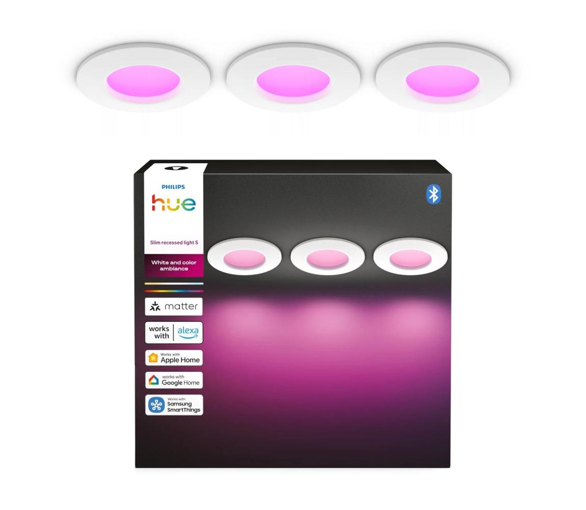 Philips - Sada 3x LED RGBW stmievateľných kúpeľňových podhľadových svietidiel Hue SLIM LED/8,3W/230V IP44 8721103109170
