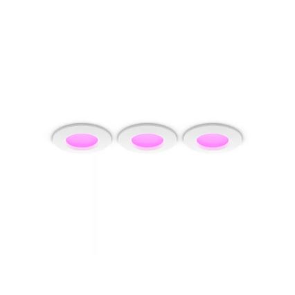 Philips - SADA 3x LED RGBW Stmievateľné kúpeľňové zapustené stropné svietidlo Hue SLIM LED/8,3W/230V 1000-20000K biela P44