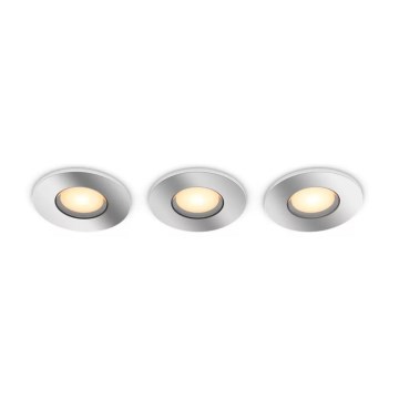Philips - SADA 3x LED Stmievateľné kúpeľňové podhľadové svietidlo Hue ADORE BATHROOM 1xGU10/4,2W/230V 2200-6500K IP44