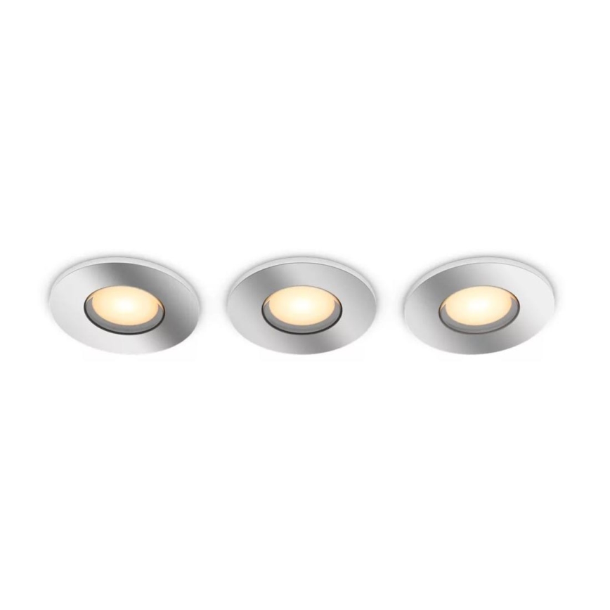 Philips - SADA 3x LED Stmievateľné kúpeľňové podhľadové svietidlo Hue ADORE BATHROOM 1xGU10/4,2W/230V 2200-6500K IP44