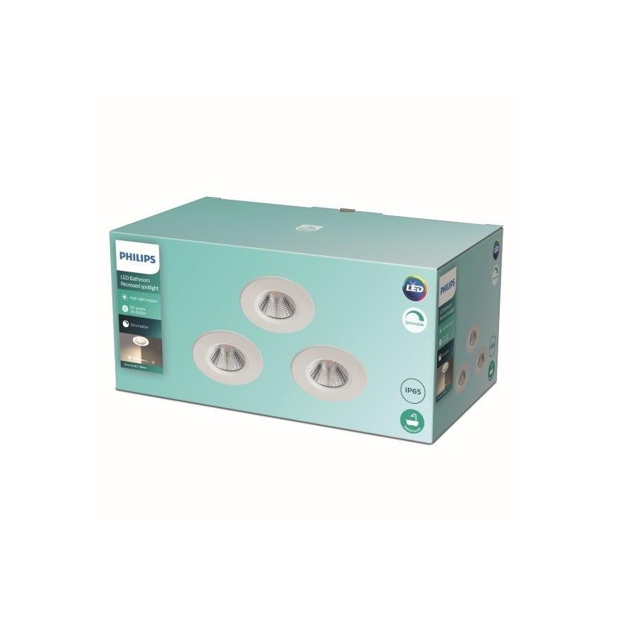 Philips - SADA 3x LED Stmievateľné kúpeľňové svietidlo LED/5,5W/230V 2700K IP65