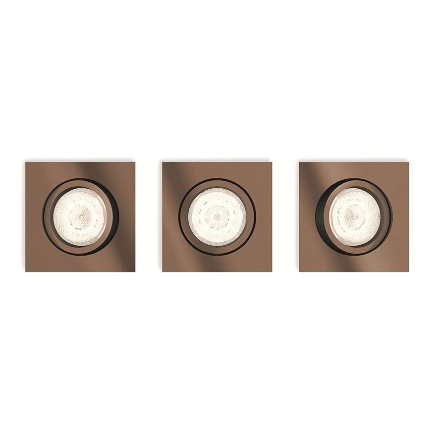 Philips 50393/05/P0 - SADA 3x LED Stmievateľné kúpeľňové svietidlo SHELLBARK 1xLED/4,5W/230V 2200-2700K