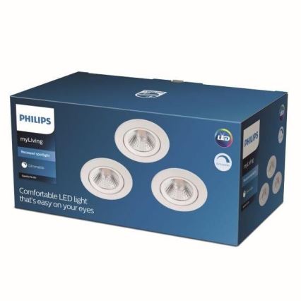 Philips - SADA 3x LED Stmievateľné podhľadové svietidlo LED/5,5W/230V 2700K