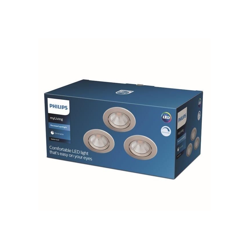 Philips - SADA 3x LED Stmievateľné podhľadové svietidlo LED/5,5W/230V 2700K