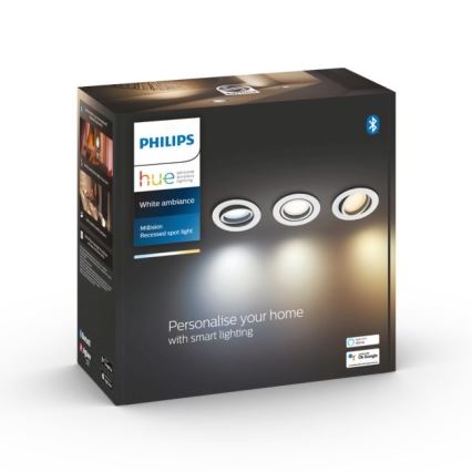 Philips - SADA 3x LED  Stmievateľné podhľadové svietidlo Hue MILLISKIN 1xGU10/5,7W/230V