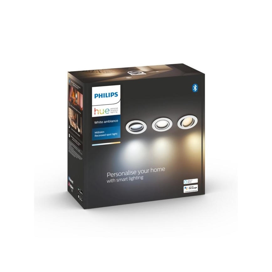 Philips - SADA 3x LED  Stmievateľné podhľadové svietidlo Hue MILLISKIN 1xGU10/5,7W/230V