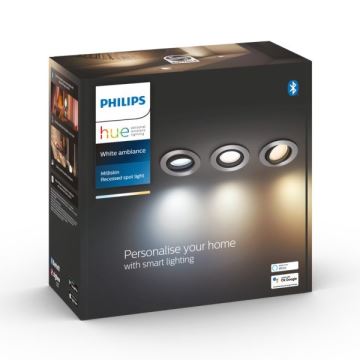 Philips - SADA 3x LED Stmievateľné podhľadové svietidlo Hue MILLISKIN 1xGU10/5,7W/230V 2200-6500K