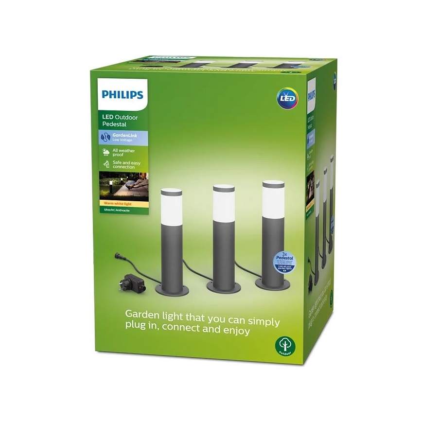 Philips - SADA 3x LED Vonkajšia lampa GARDENLINK LED/24W/230V 2700K IP44
