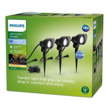 Philips -SADA 3x LED Vonkajšie bodové svietidlo LED/6W/230V 2700K IP44