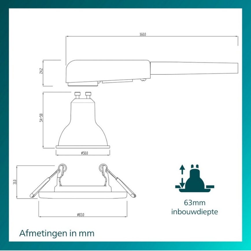 Philips - SADA 3x podhľadových svietidiel PERIDOT 1xGU10/7W/230V strieborná