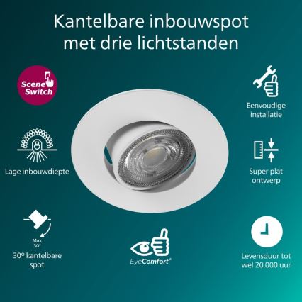 Philips - Sada 3× stmievateľných podhľadových svietidiel CILANTRO LED/5W/230V 2700K biela