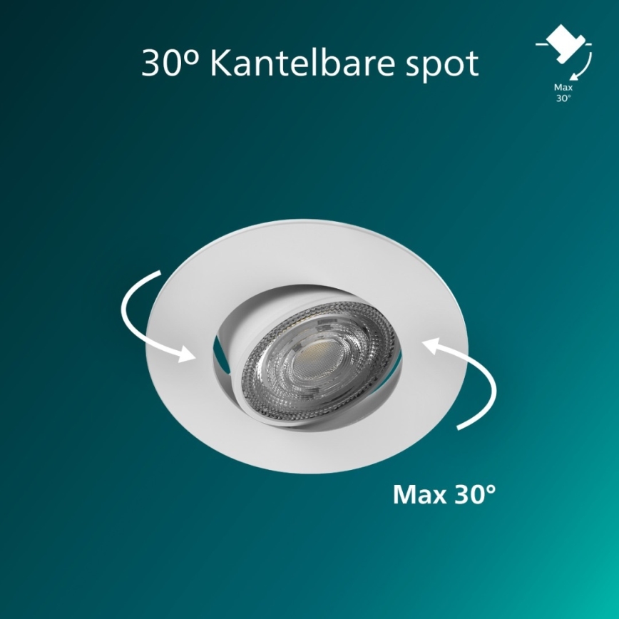Philips - Sada 3× stmievateľných podhľadových svietidiel CILANTRO LED/5W/230V 2700K biela