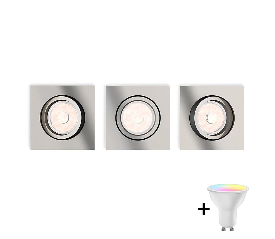Philips - Sada 3x stmievateľných LED RGBW podhľadových svietidiel DONEGAL, 3x GU10/4,8W/230V + DO P1944+3xAI2363