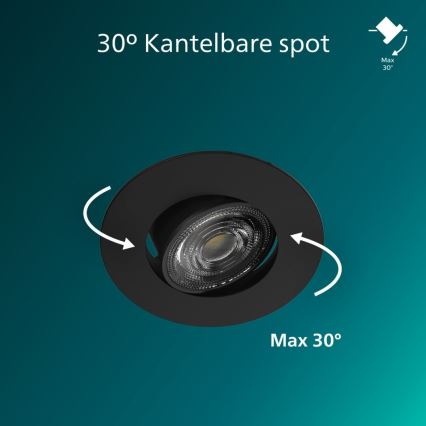 Philips - SADA 3 ks stmievateľných podhľadových svietidiel CILANTRO LED/5W/230V 4000K čierne
