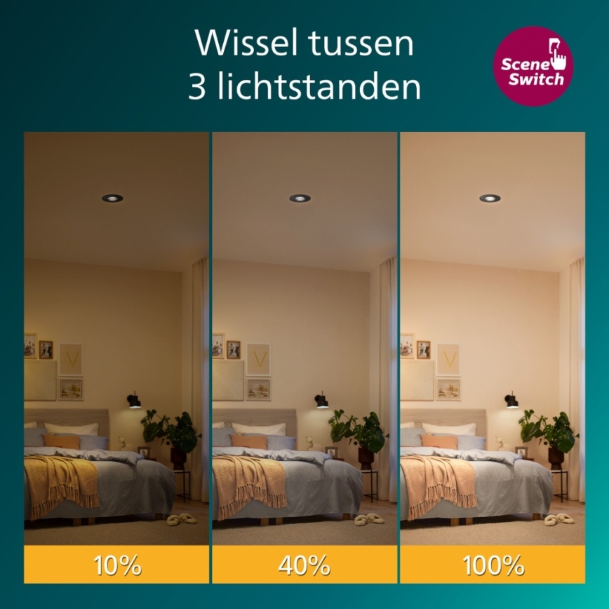 Philips - SADA 3 ks stmievateľných podhľadových svietidiel CILANTRO LED/5W/230V 4000K čierne
