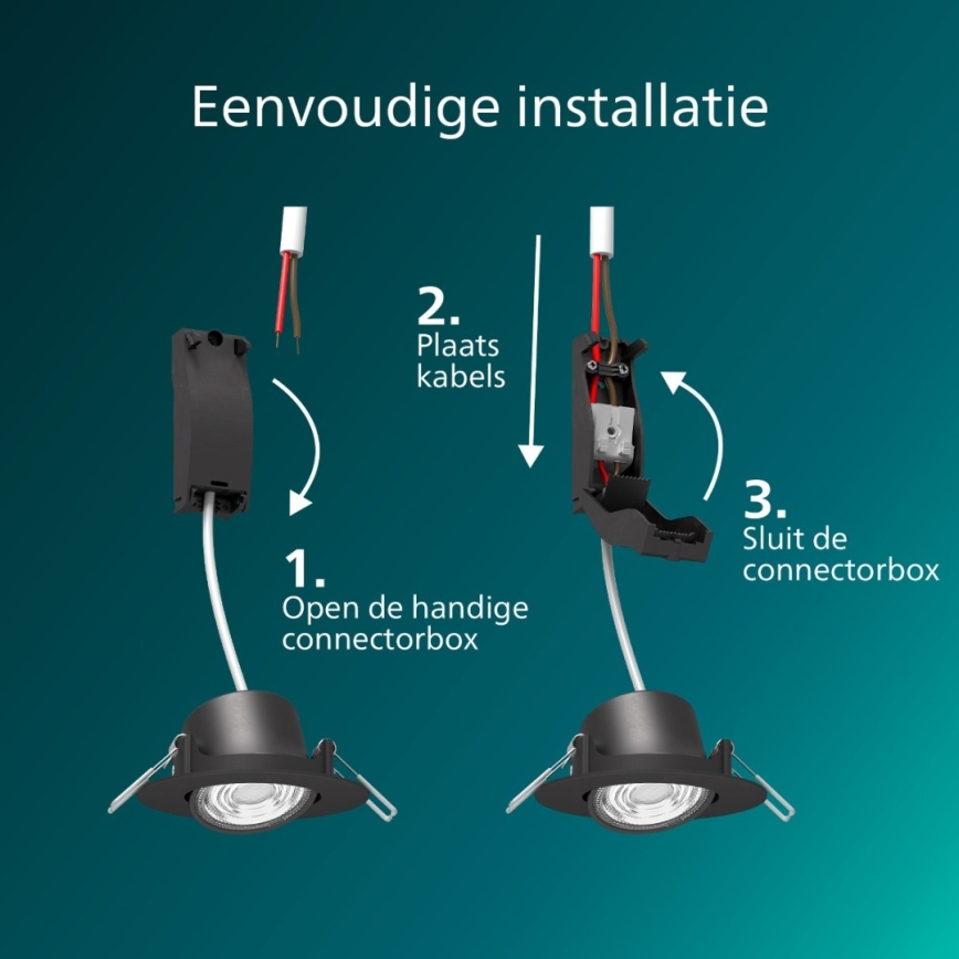 Philips - SADA 3 ks stmievateľných podhľadových svietidiel CILANTRO LED/5W/230V 4000K čierne