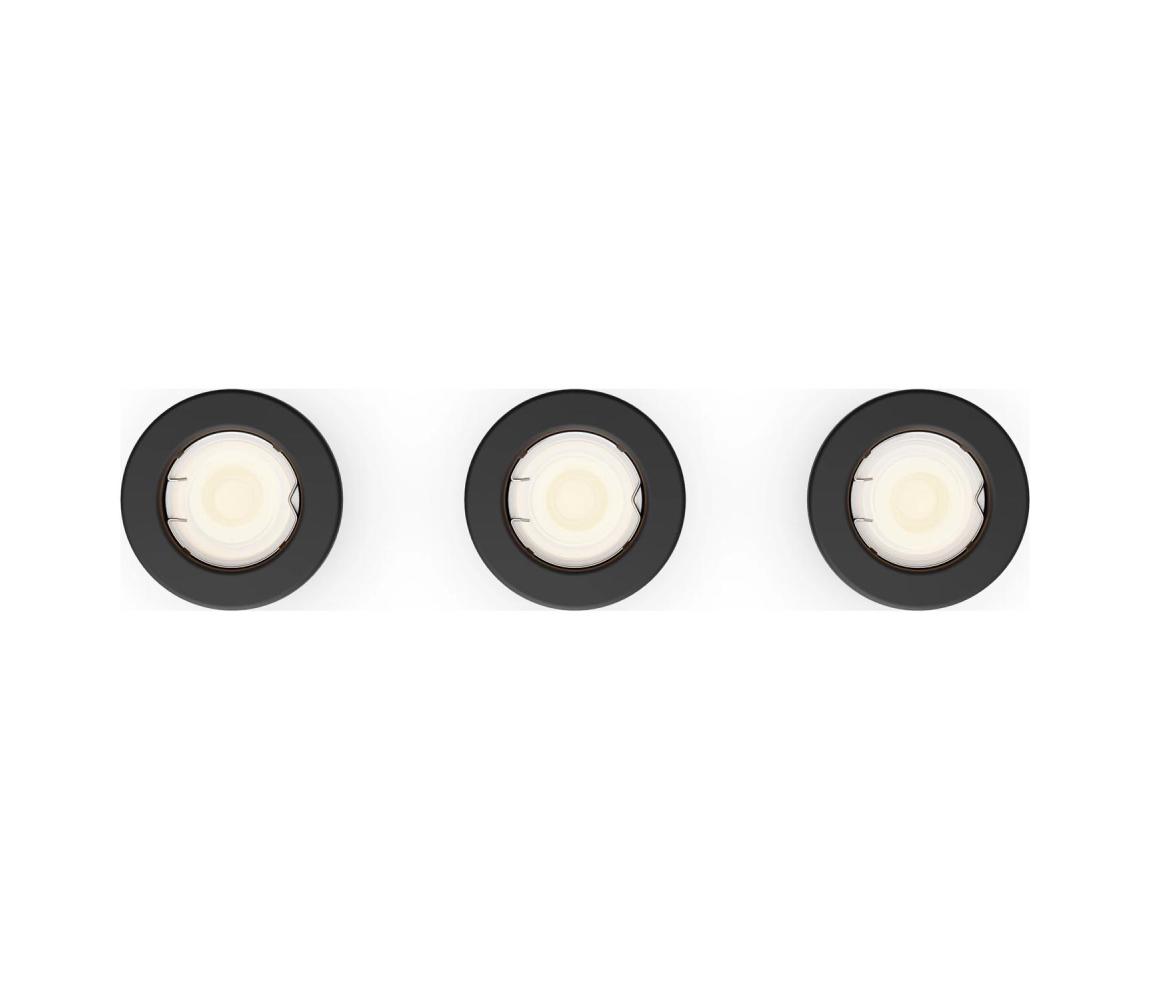 Philips - SADA 3x zapustené stropné svietidlo PERIDOT 1xGU10/7W/230V čierne 872110303709100