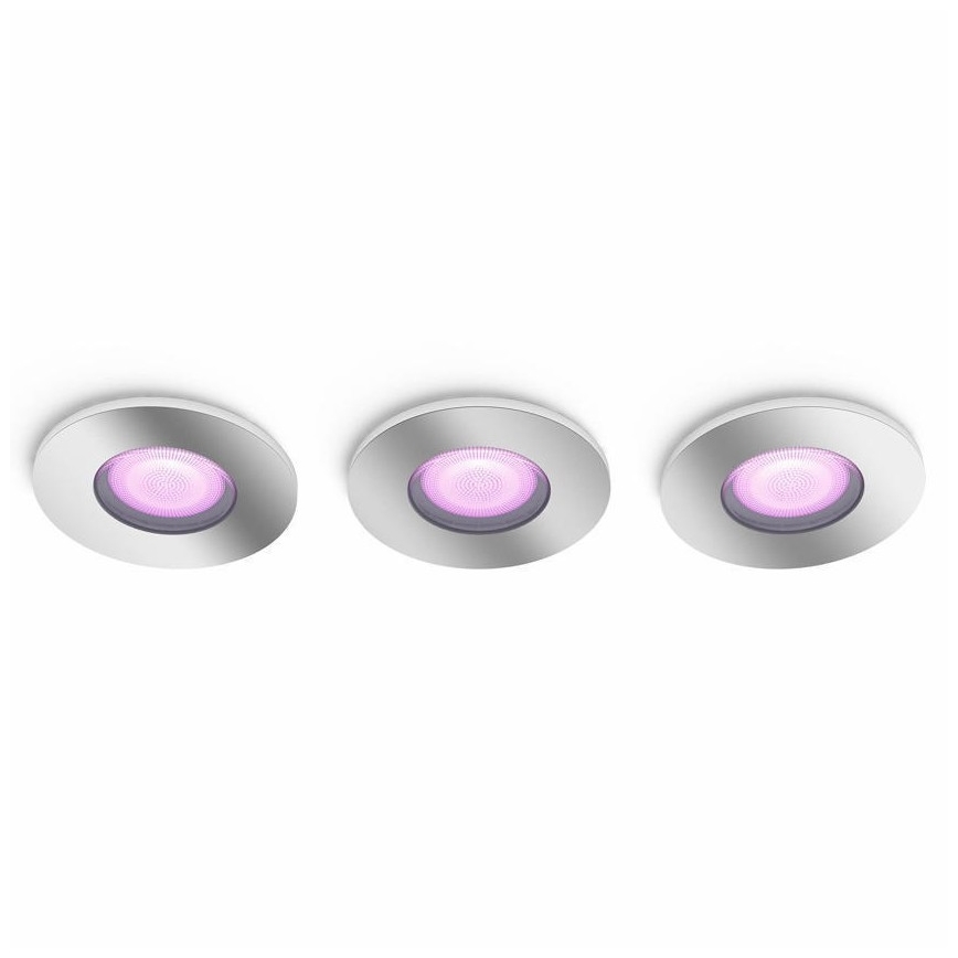 Philips - SADA 3xLED RGB Stmievateľné podhľadové svietidlo Hue XAMENTO 1xGU10/5,7W/230V IP44 2000-6500K