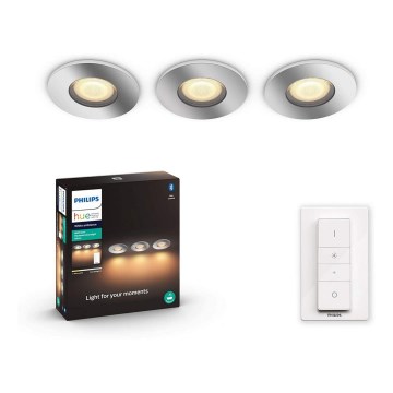 Philips - Sada 3× LED stmievateľných kúpeľňových svietidiel Hue ADORE, 1× GU10/5W/230V, IP44 + diaľkové ovládanie