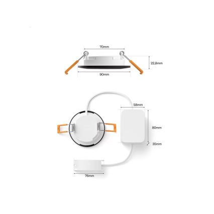 Philips - SADA 3x LED RGBW Stmievateľné kúpeľňové podhľadové svietidlo Hue SLIM LED/8,3W/230V 1000-20000K čierne P44