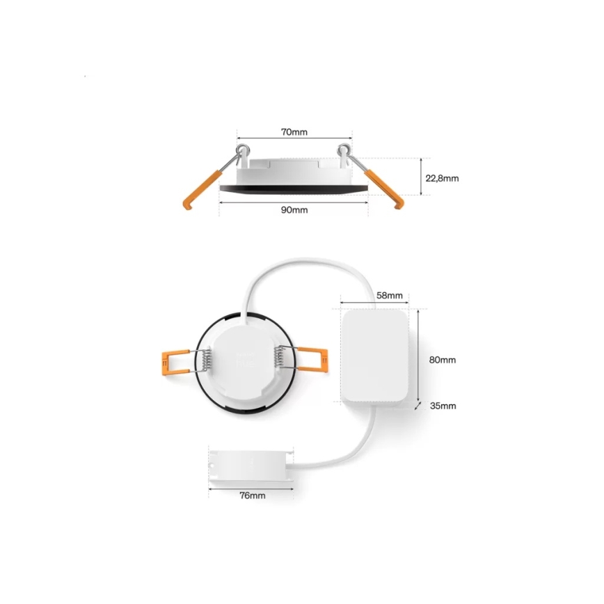 Philips - SADA 3x LED RGBW Stmievateľné kúpeľňové podhľadové svietidlo Hue SLIM LED/8,3W/230V 1000-20000K čierne P44