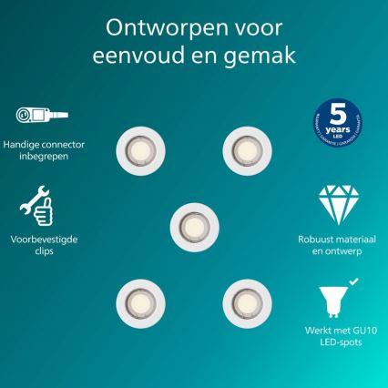 Philips - Sada 5 ks podhľadových svietidiel PERIDOT 1xGU10/7W/230V biela