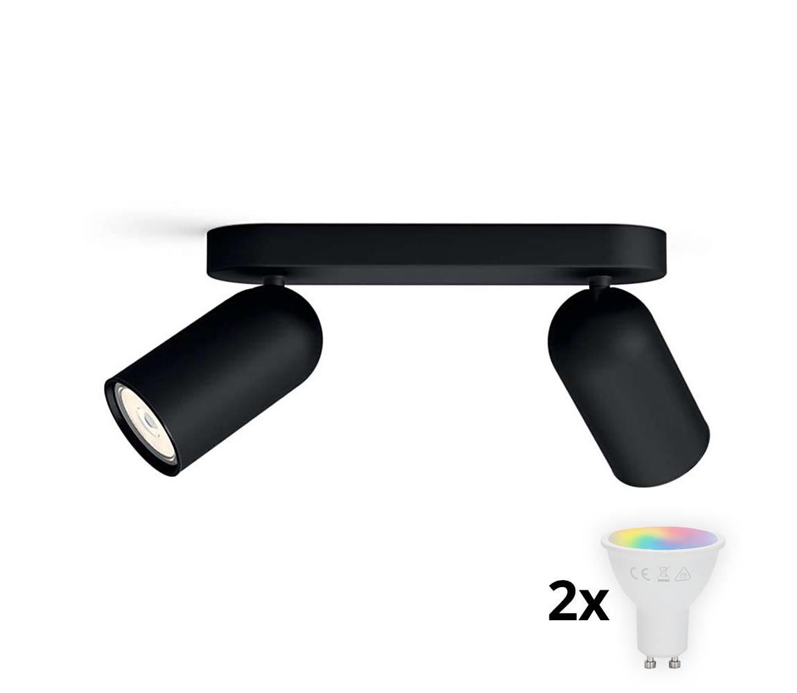Philips - stmievateľné LED RGBW bodové svietidlo PONGEE 2xGU10/4,8W/230V čierne + diaľkové ovládanie P2053+2xAI2362