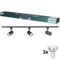 Philips - stmievateľné LED RGBW bodové svietidlo v lištovom systéme EASYLINK HUE 3xGU10/4,7W/230V 2200-6500K 1m čierne