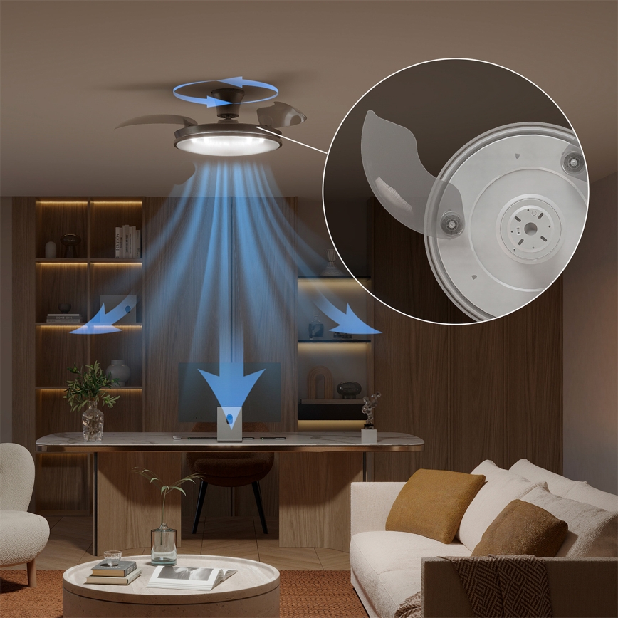 Philips - Stmievateľné stropné LED svietidlo s ventilátorom ATLAS LED/35W/230V matný chróm + diaľkové ovládanie