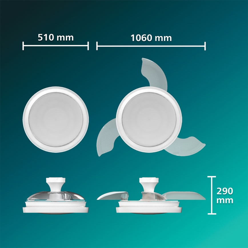 Philips - stmievateľné LED stropné svietidlo s ventilátorom BLISS LED/35W/230V, biela + diaľkové ovládanie