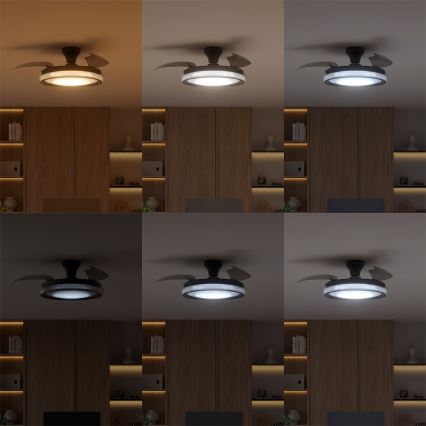 Philips - Stmievateľné LED stropné svietidlo s ventilátorom BLISS LED/35W/230V, čierne + diaľkové ovládanie