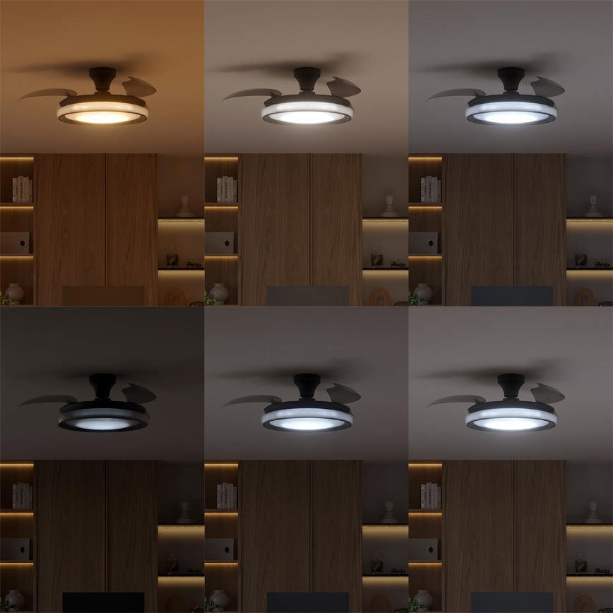 Philips - Stmievateľné LED stropné svietidlo s ventilátorom BLISS LED/35W/230V, čierne + diaľkové ovládanie