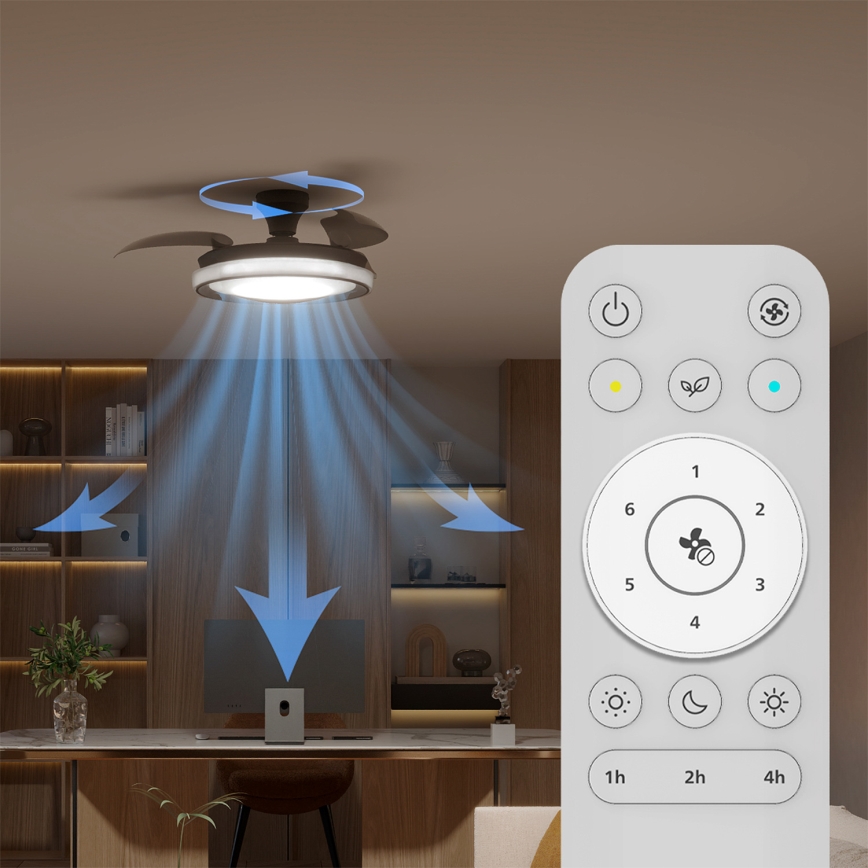 Philips - Stmievateľné LED stropné svietidlo s ventilátorom BLISS LED/35W/230V, čierne + diaľkové ovládanie