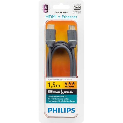 Philips SWV4432S/10 - HDMI kábel s Ethernetom, HDMI 1.4 A konektor 1,5m šedá