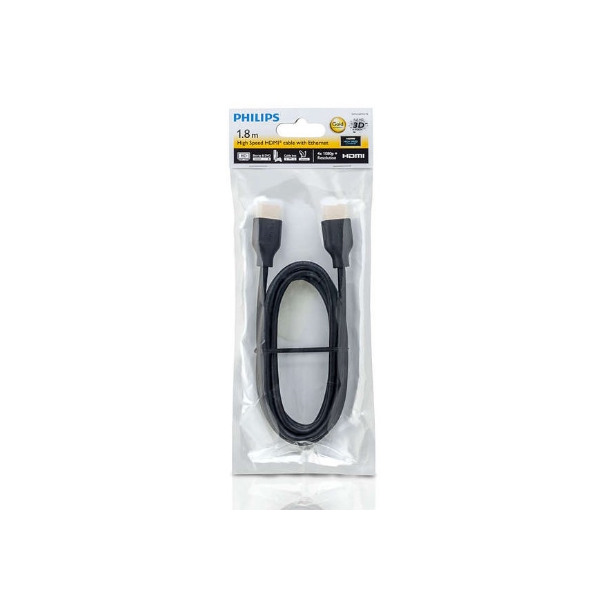 Philips SWV5401H/10 - HDMI kábel s Ethernetom, HDMI 1.4 A konektor 1,8m čierna