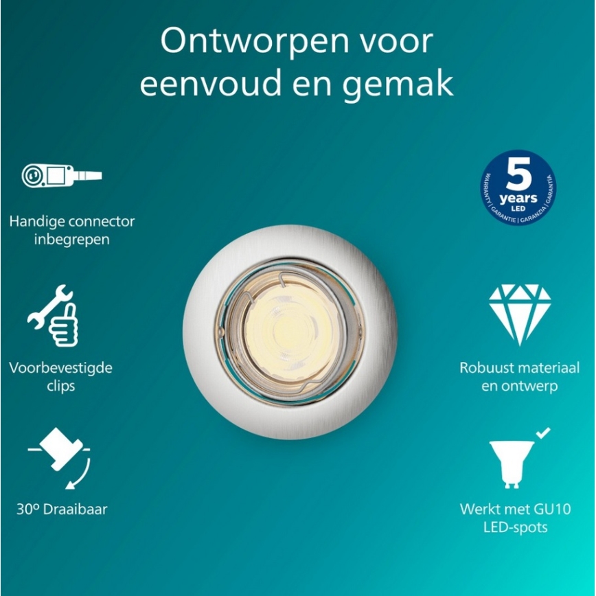 Philips - Zapustené stropné svietidlo PERIDOT 1xGU10/7W/230V strieborné