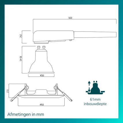Philips - Zapustené stropné svietidlo PERIDOT 1xGU10/7W/230V strieborné
