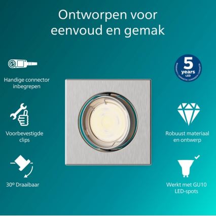 Philips - Zapustené stropné svietidlo PERIDOT 1xGU10/7W/230V strieborné