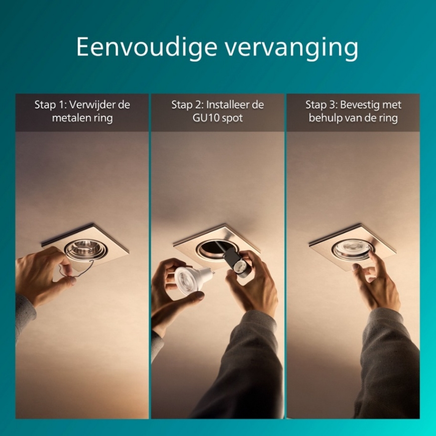 Philips - Zapustené stropné svietidlo PERIDOT 1xGU10/7W/230V strieborné