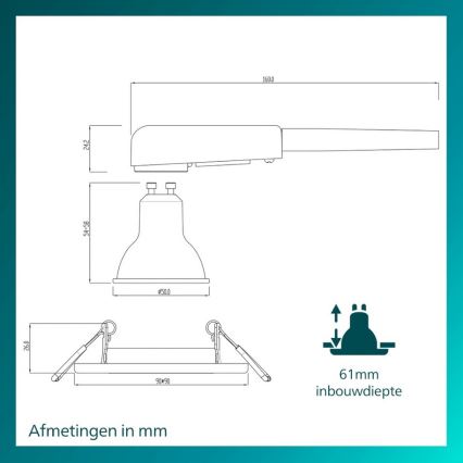 Philips - Zapustené stropné svietidlo PERIDOT 1xGU10/7W/230V strieborné