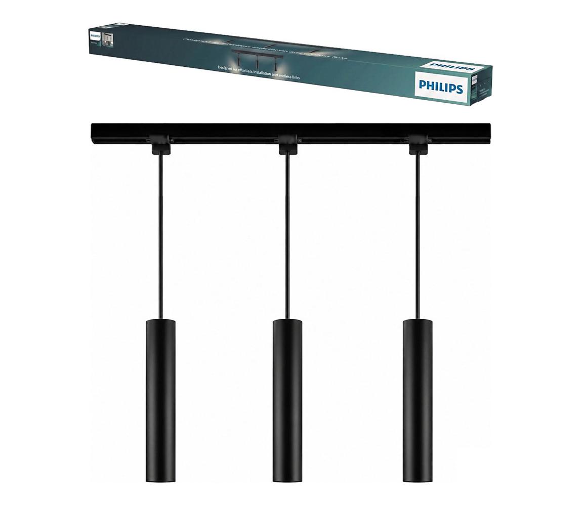 Philips - Závesné svietidlo so závesným lankom do lištového systému EASYLINK 3xGU10/7W/230V 1m čierne 8721103091284