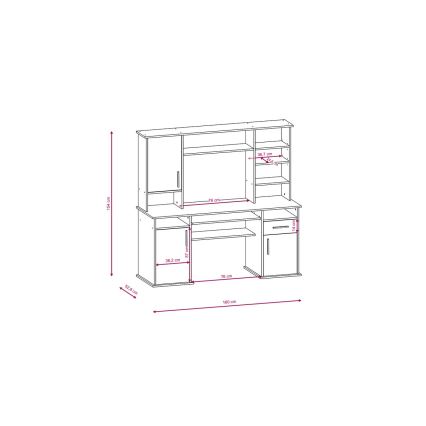 Písací stôl s policou ELIAN 160x53 cm dub sonoma šedá/biela