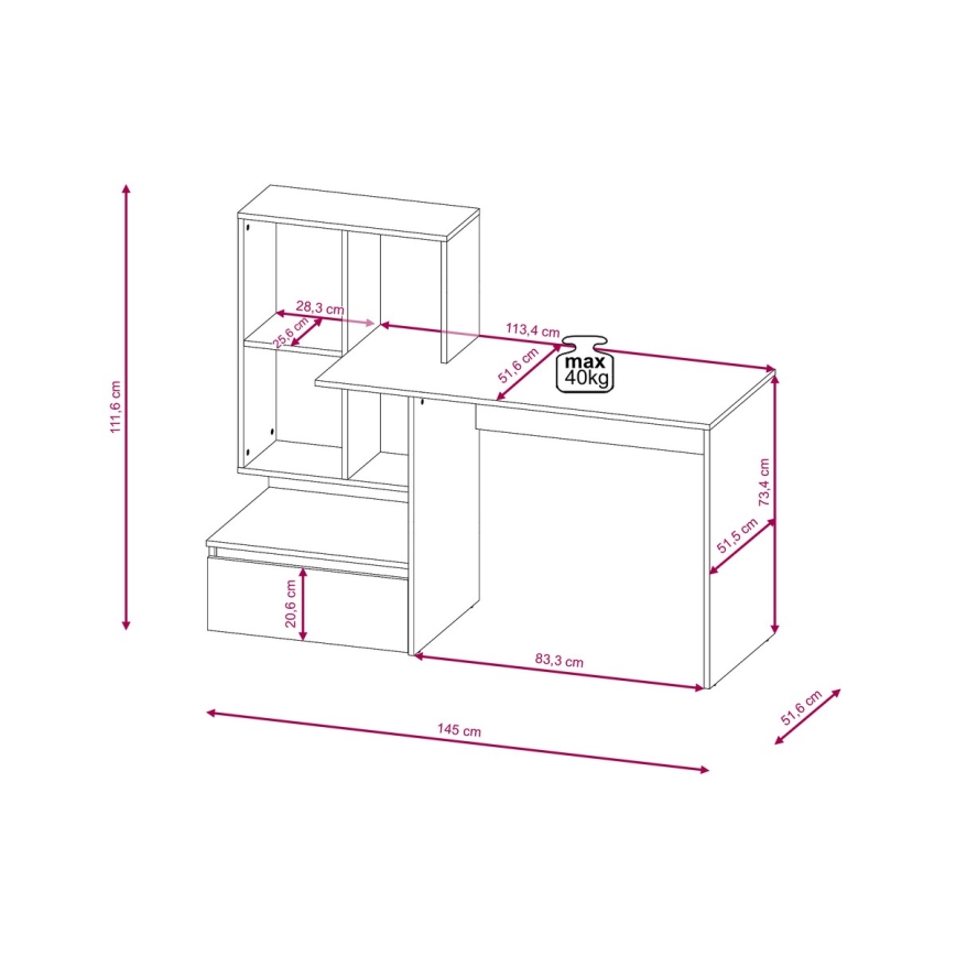 Písací stôl s policou MARLO dub artisan/antracit