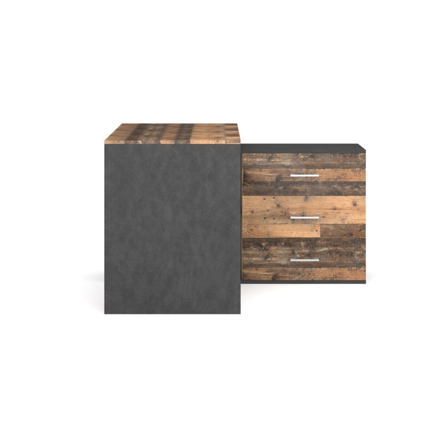 Písací stôl s zásuvkami a univerzálnym rohom P/L 120x120 cm JULES hnedá/čierna