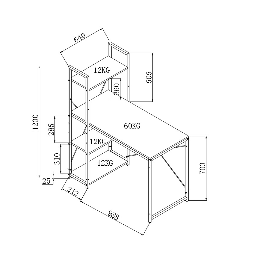 Písací stôl SERENOR čierna/dub sonoma