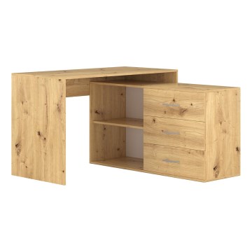 Písací stôl so zásuvkami a univerzálnym rohom P/L JULES dub artisan